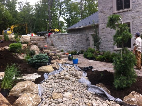 implantation du ruisseau sec servant de zone drainage